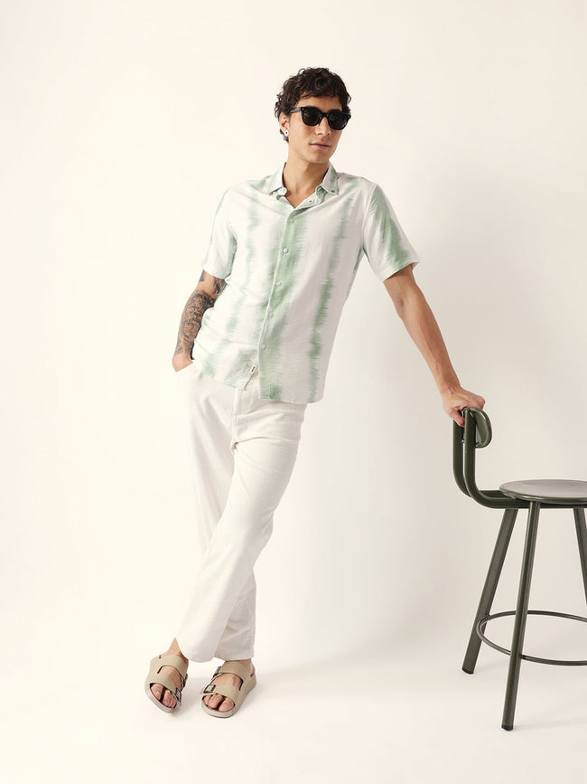 Men Green Viscose Rayon Printed Shirt