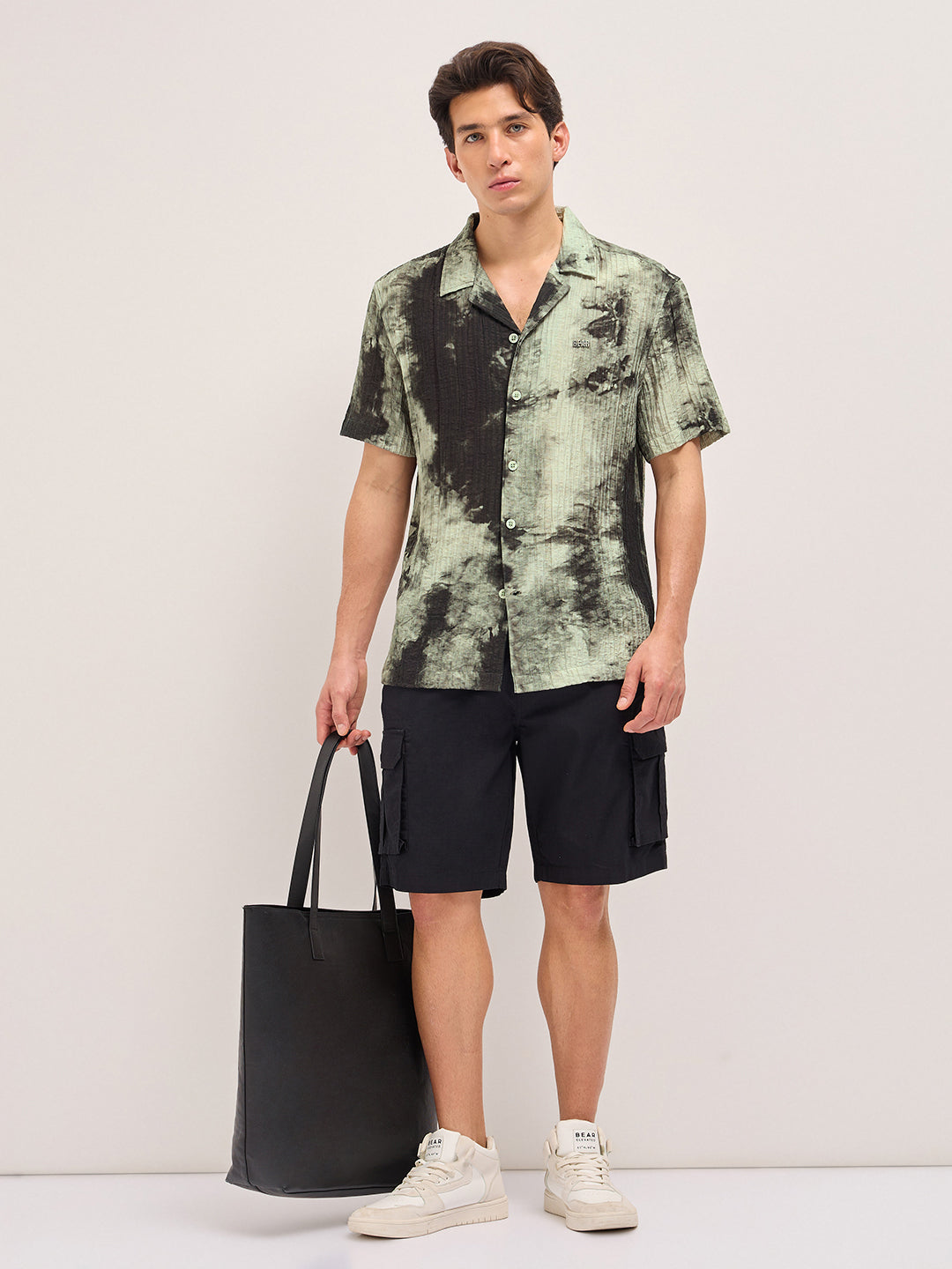 Men Green Viscose Abstract print Relaxed Fit Cuban Collar Shirt