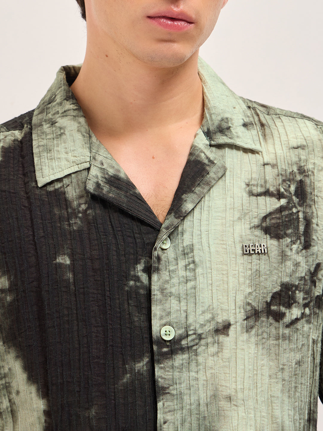 Men Green Viscose Abstract print Relaxed Fit Cuban Collar Shirt
