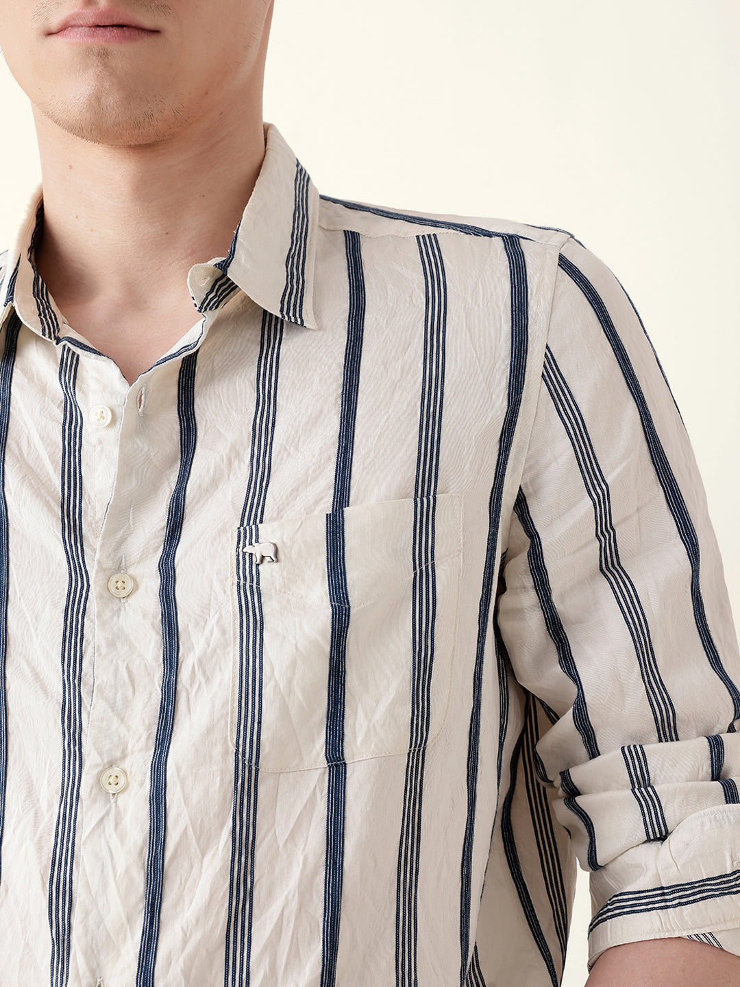 Men Casual Vertical Stripe Shirt