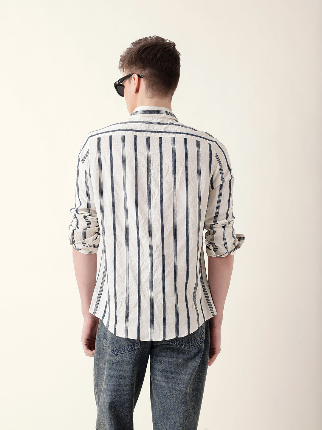 Men Casual Vertical Stripe Shirt