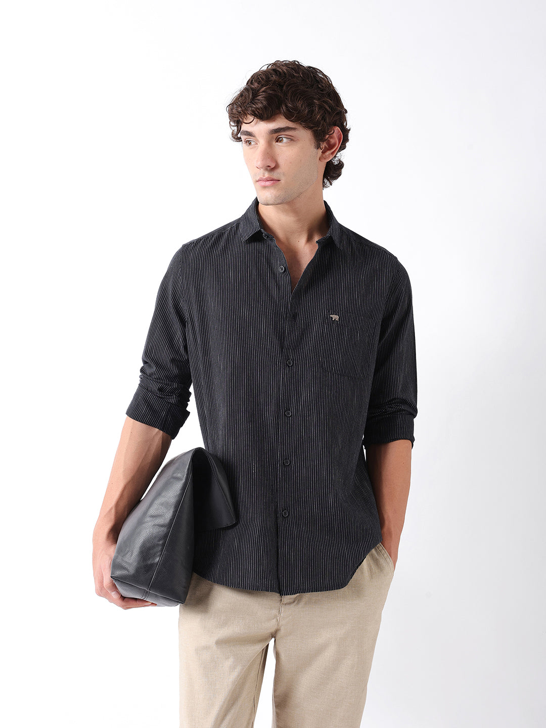 Men Black Striped Shirt