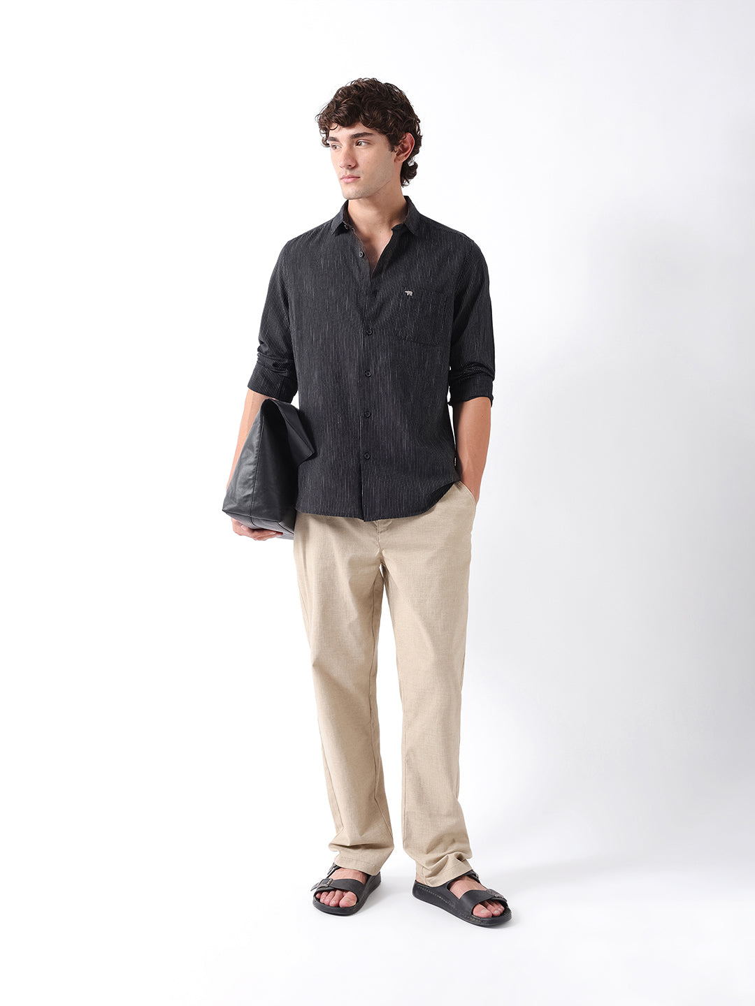 Men Black Striped Shirt