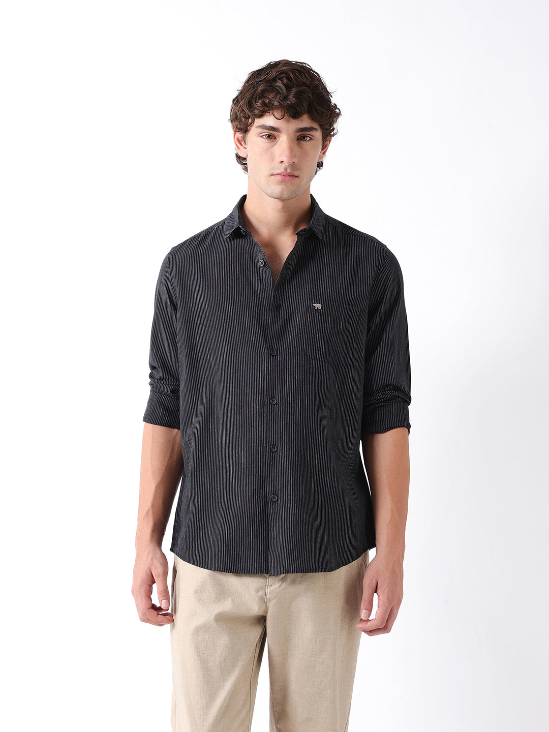 Men Black Striped Shirt