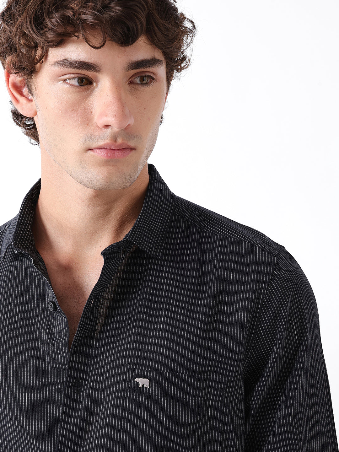 Men Black Striped Shirt