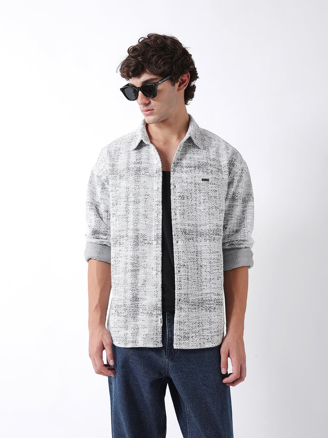 Men Black Textured Overshirt