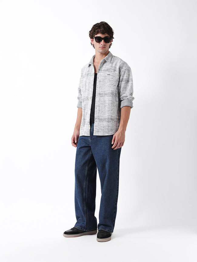 Men Black Textured Overshirt