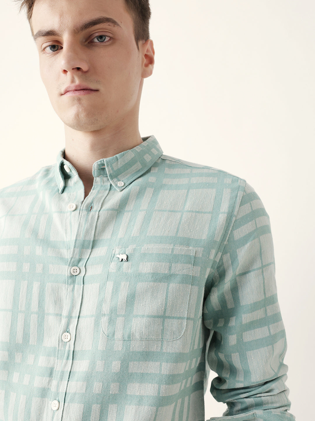 Men Casual Plaid Button-Down Shirt