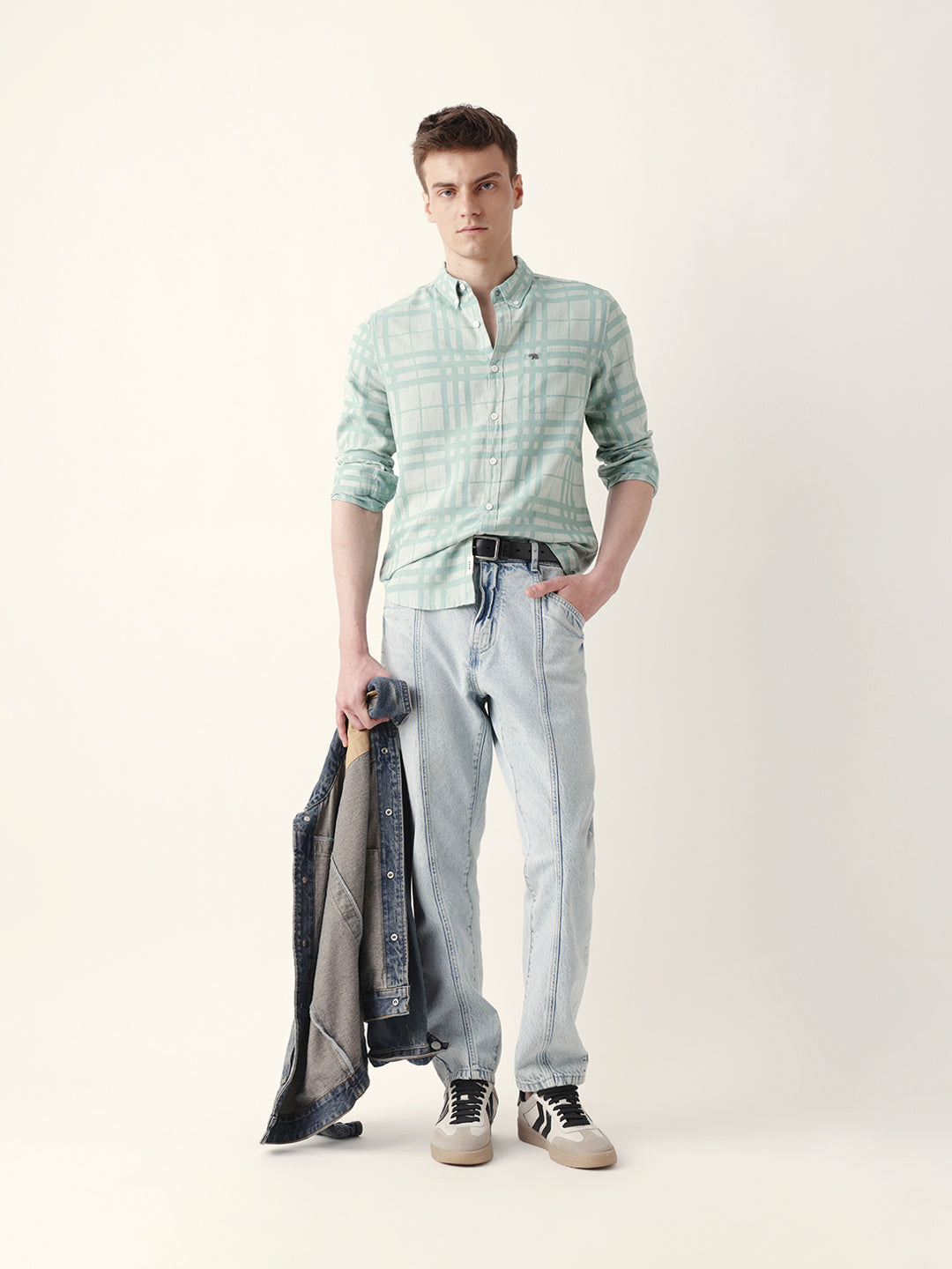 Men Casual Plaid Button-Down Shirt