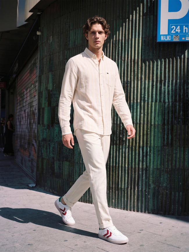 Men Yellow Striped Shirt