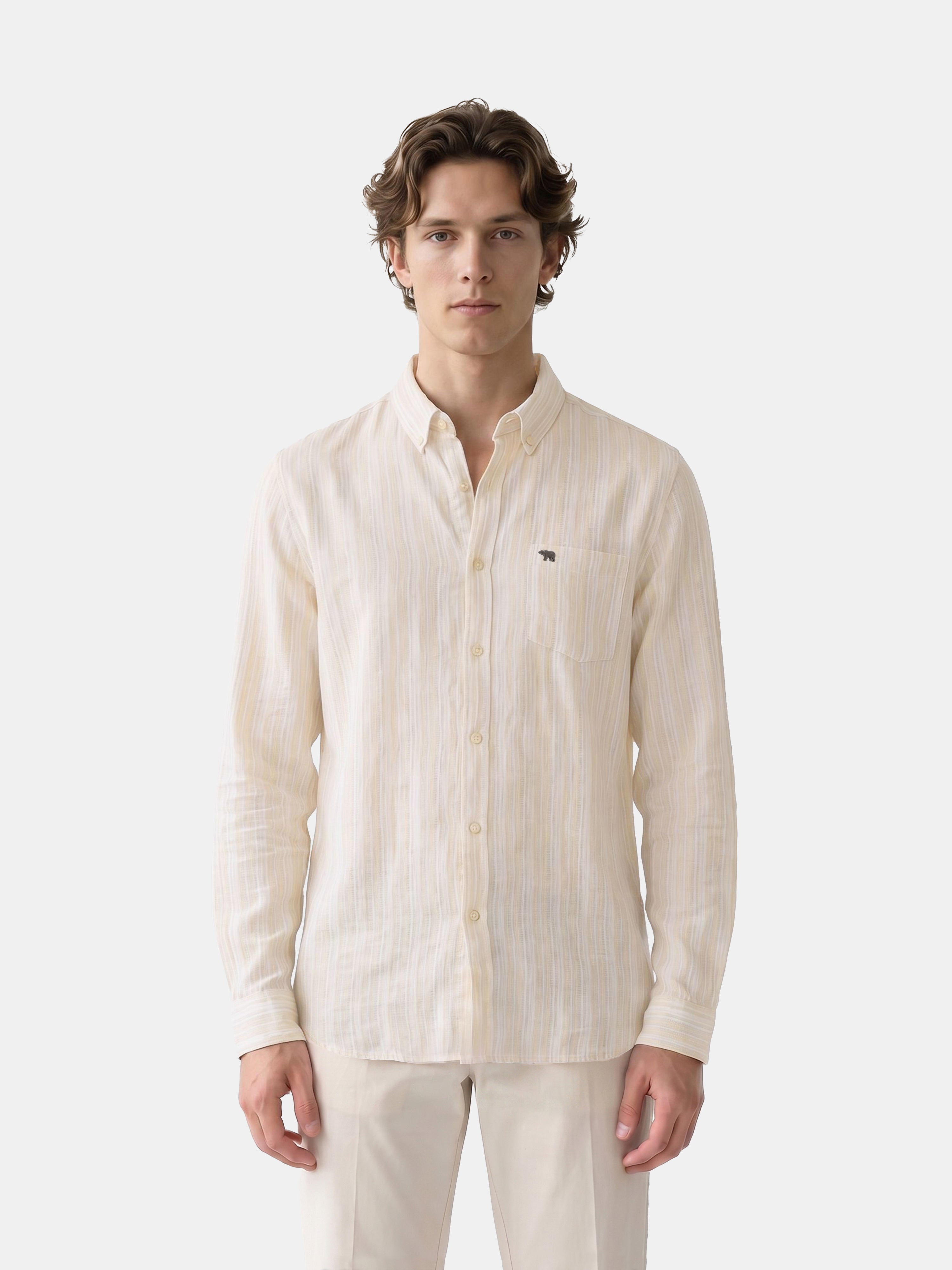 Men Yellow Striped Shirt