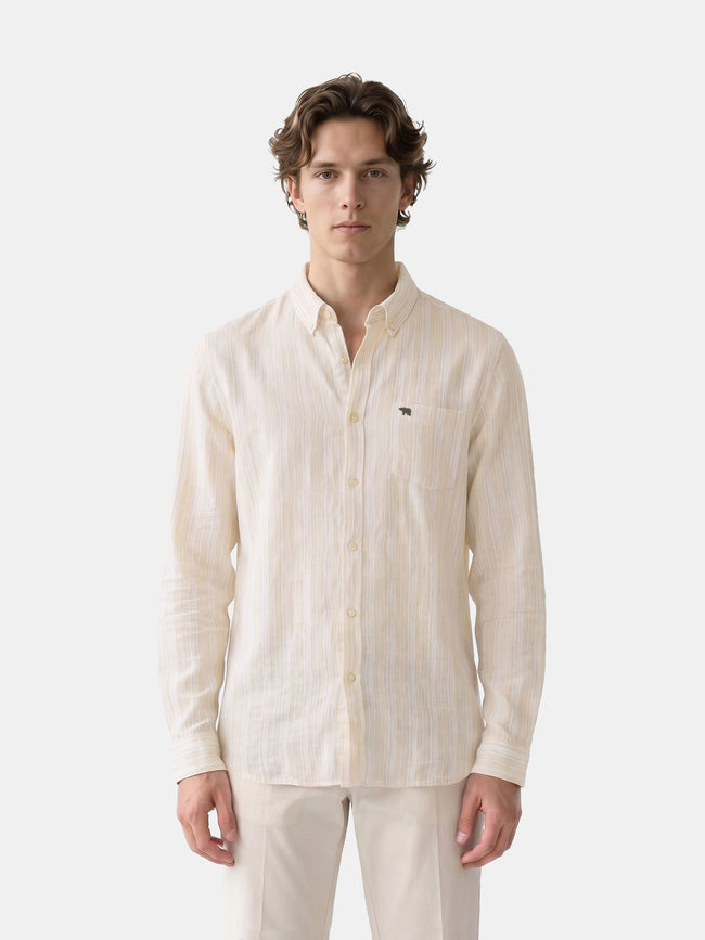 Men Yellow Striped Shirt
