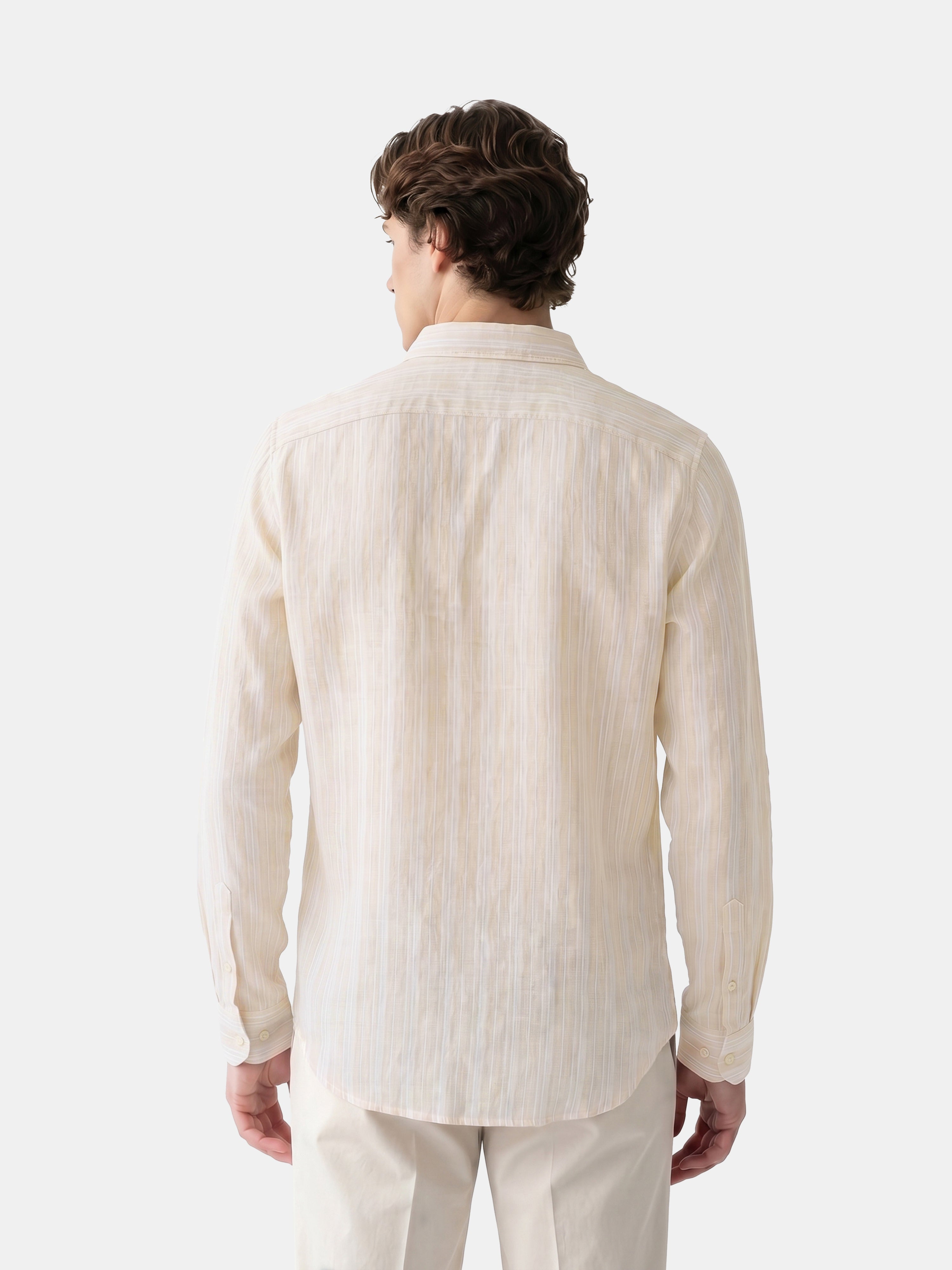 Men Yellow Striped Shirt