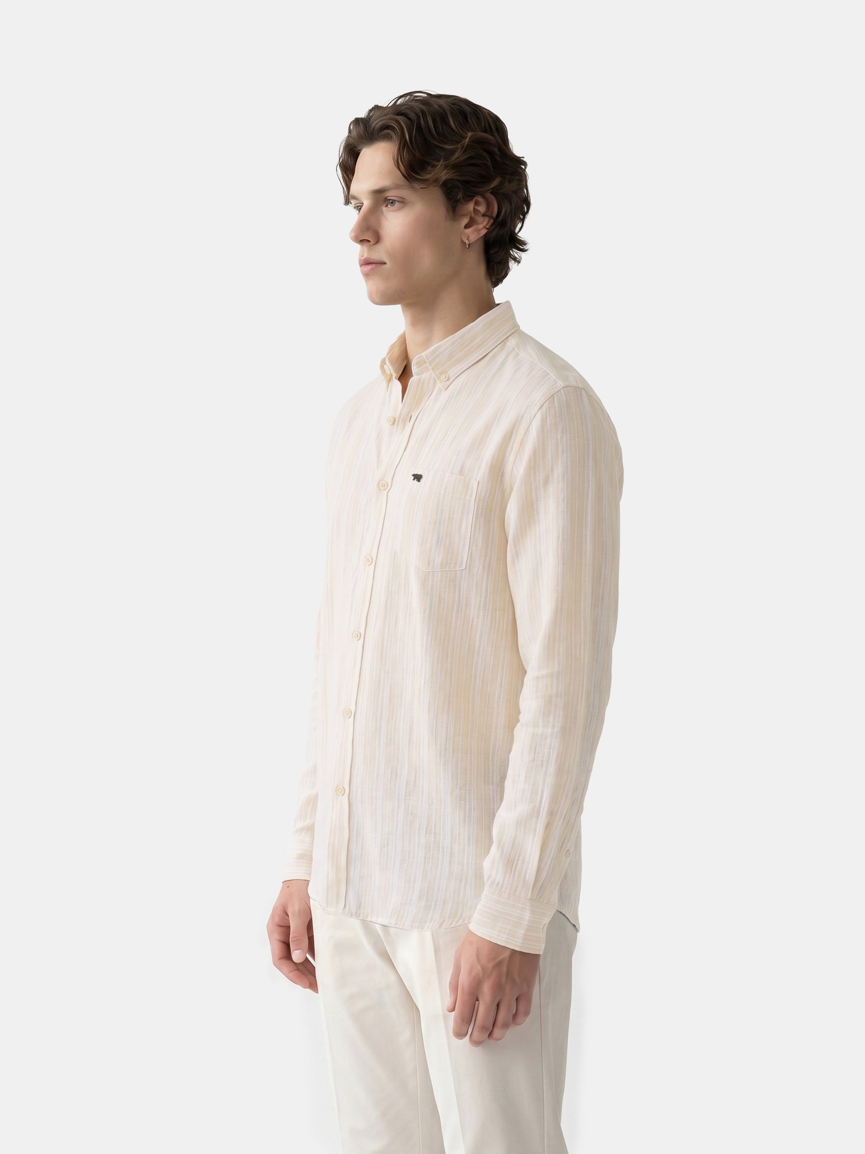 Men Yellow Striped Shirt