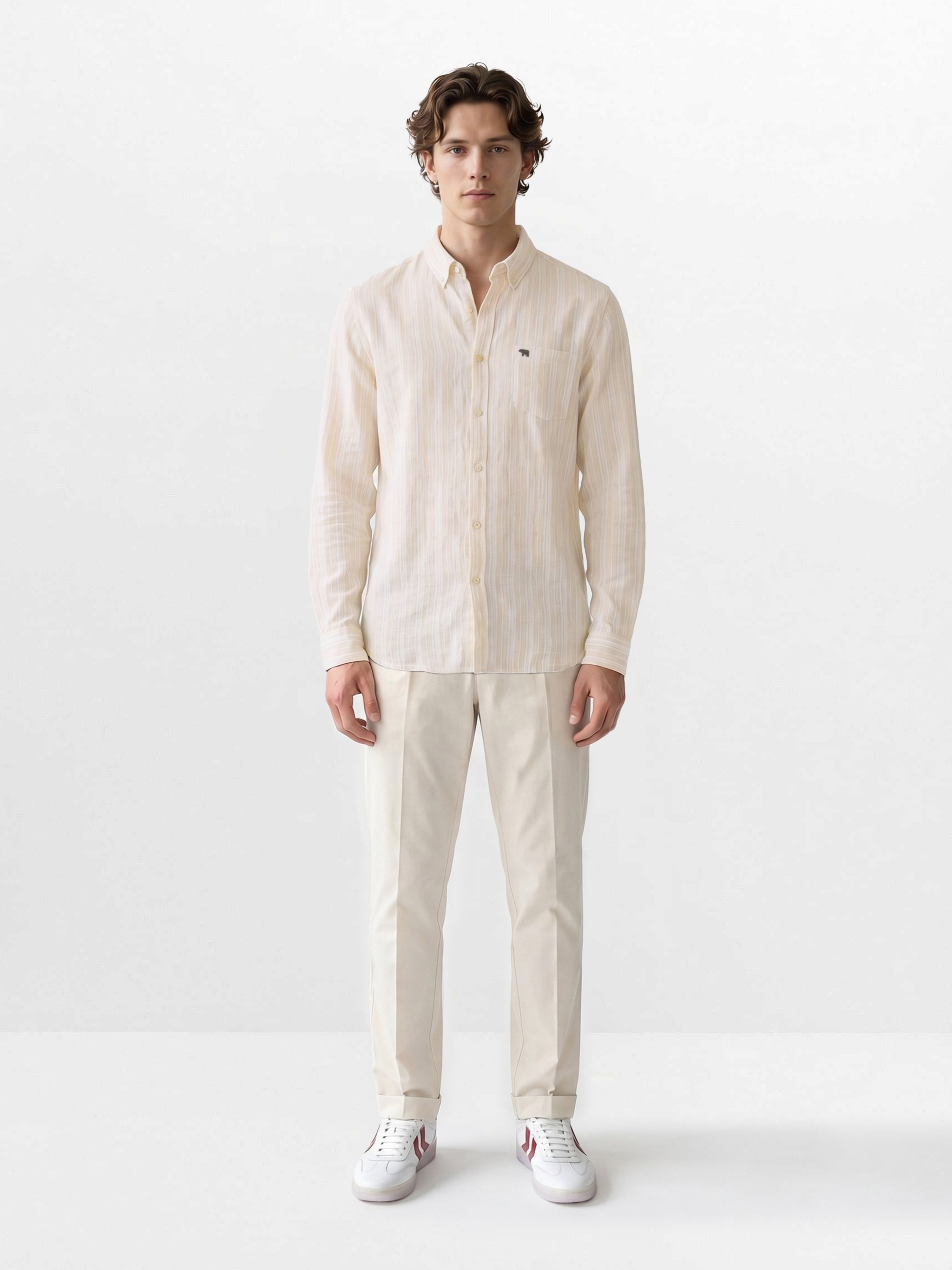 Men Yellow Striped Shirt