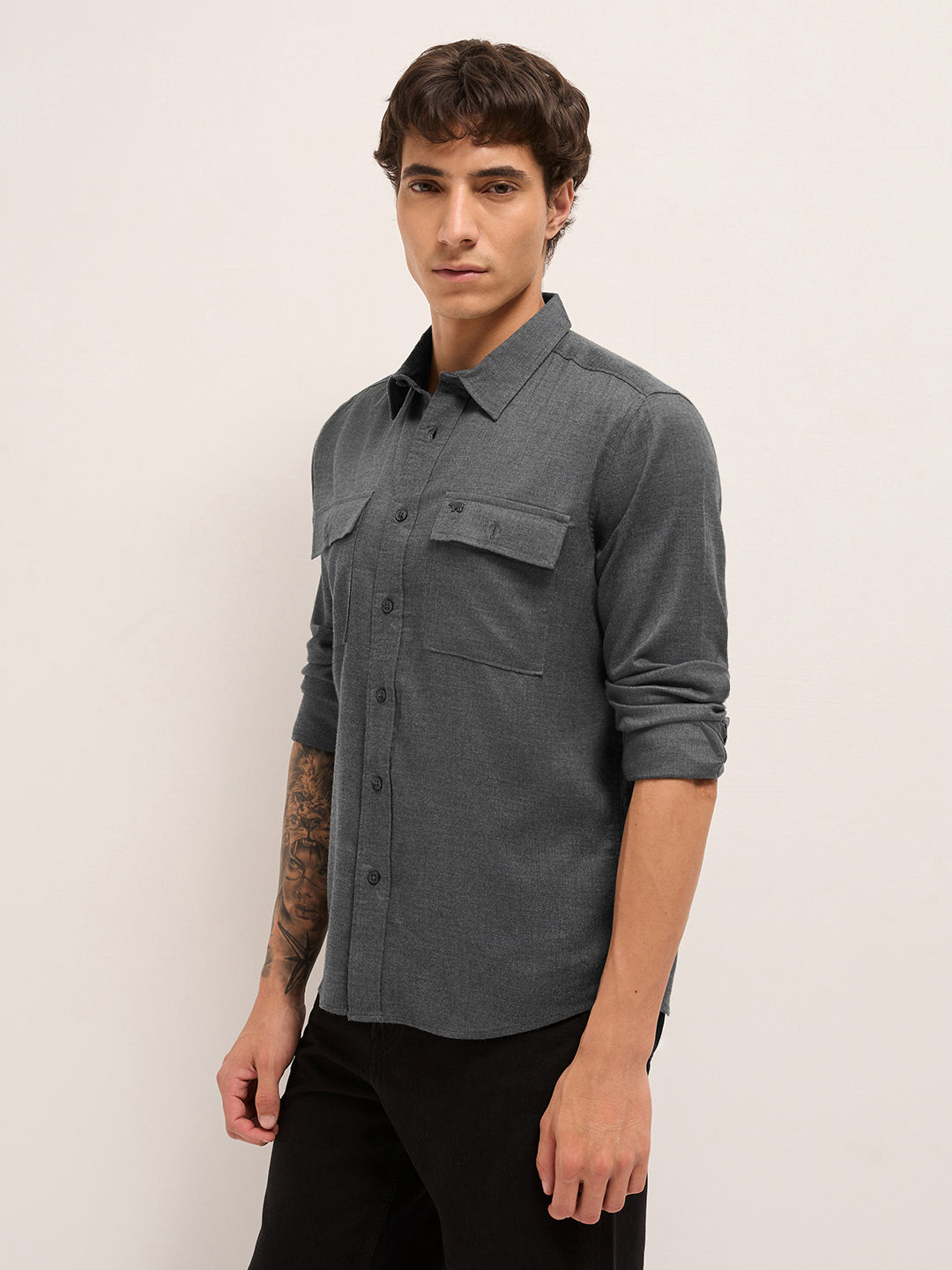 Men Solid Casual Shirt