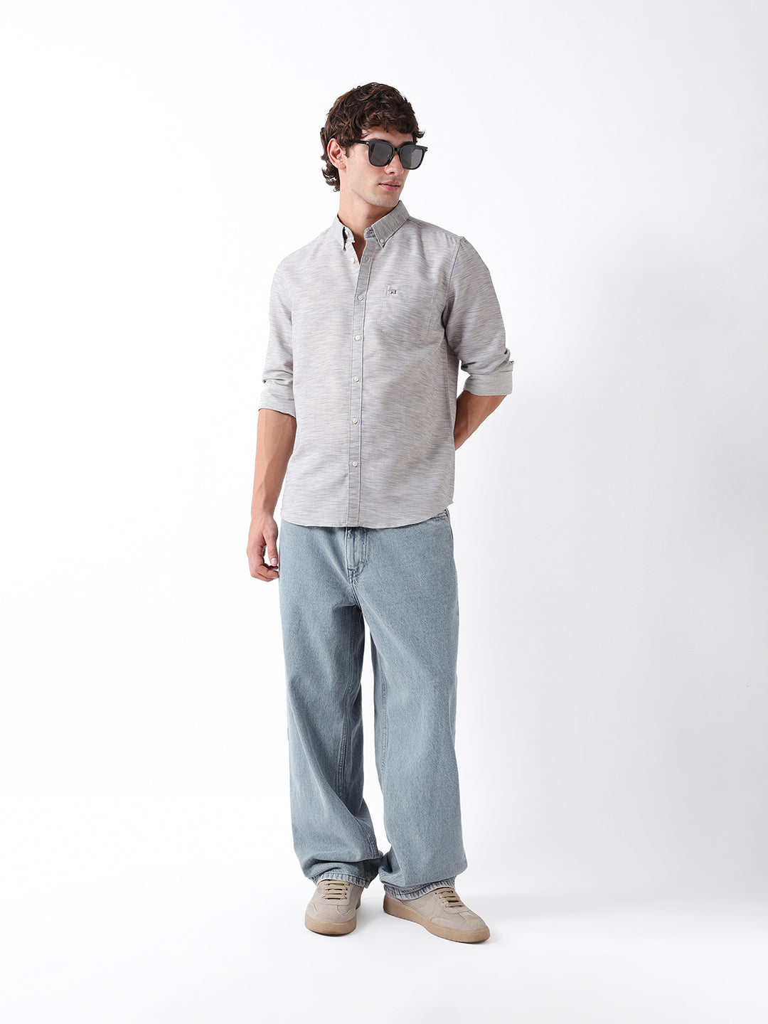 Men Grey Casual Shirt