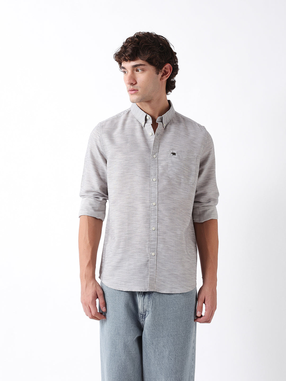 Men Grey Casual Shirt