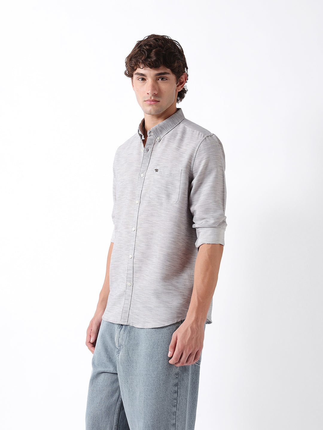 Men Grey Casual Shirt