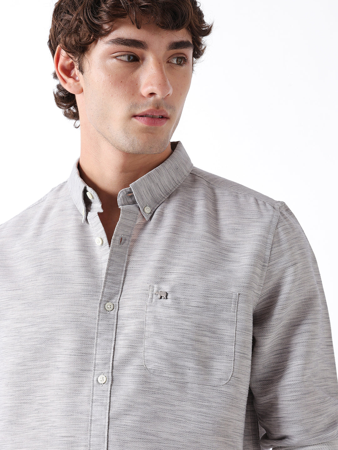 Men Grey Casual Shirt