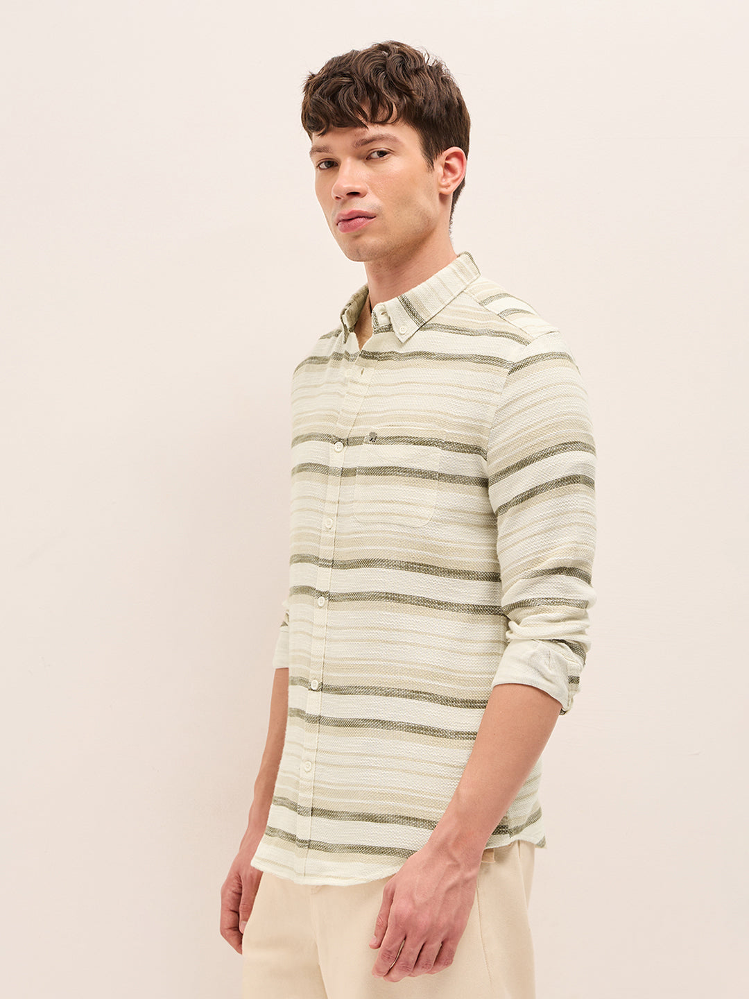 Men Beige Casual Shirt