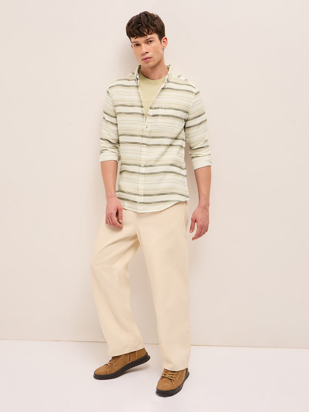 Men Beige Casual Shirt