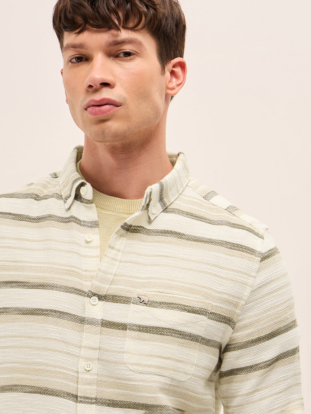 Men Beige Casual Shirt
