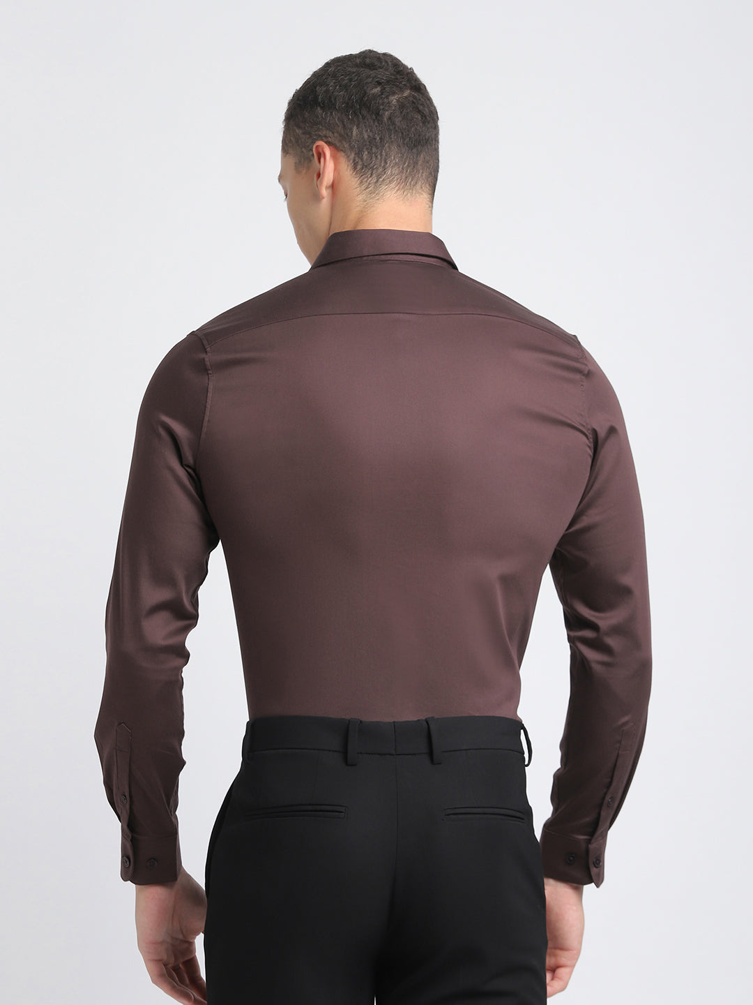 Men Ardor Edition Brown Solid Tailored Fit Cotton Formal Shirt