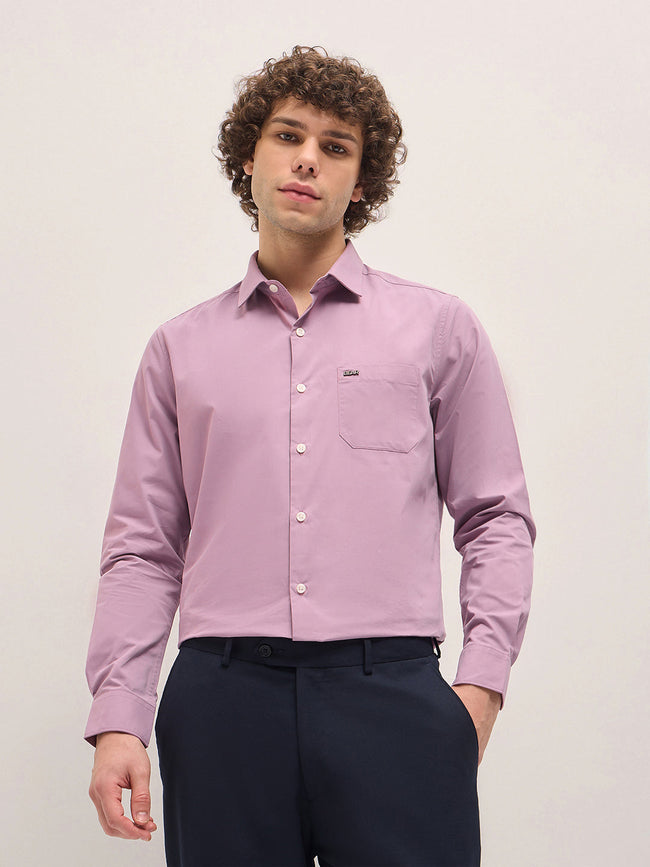 Men Shirt Purple Tailored Fit Cotton Formal Shirt