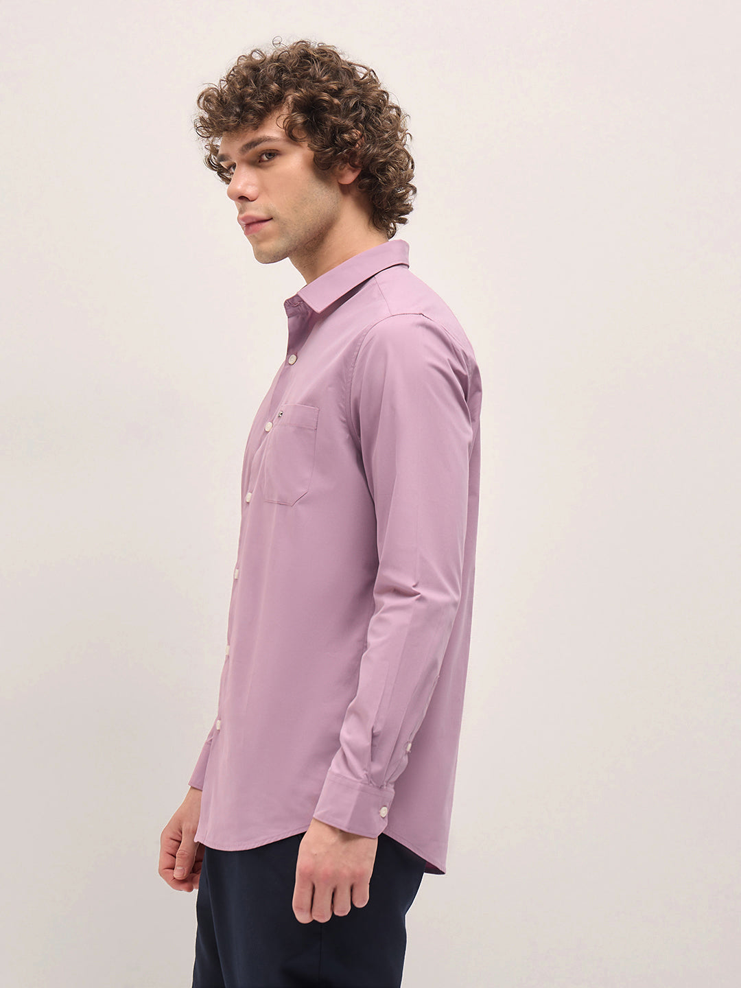 Men Shirt Purple Tailored Fit Cotton Formal Shirt