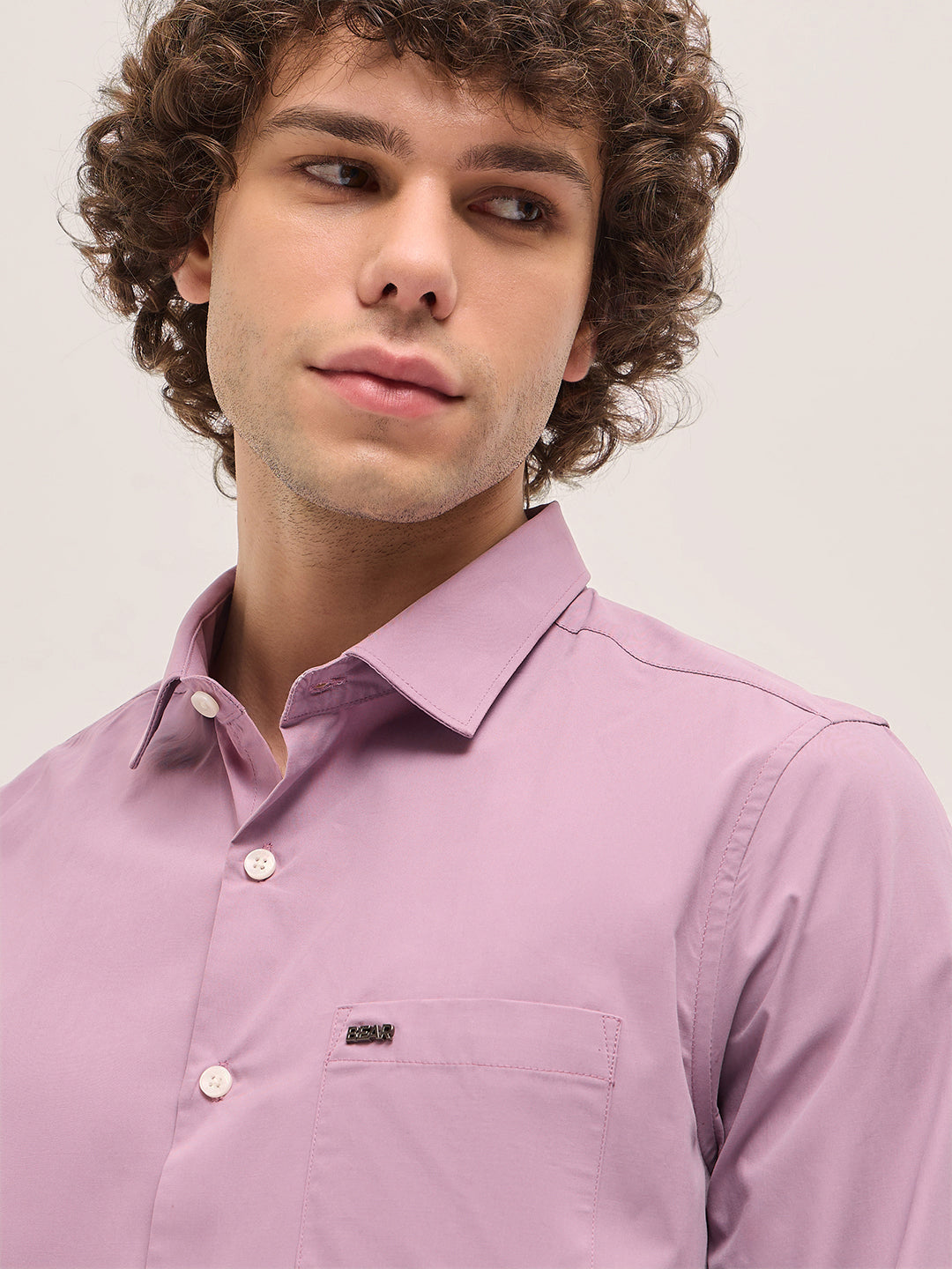 Men Shirt Purple Tailored Fit Cotton Formal Shirt