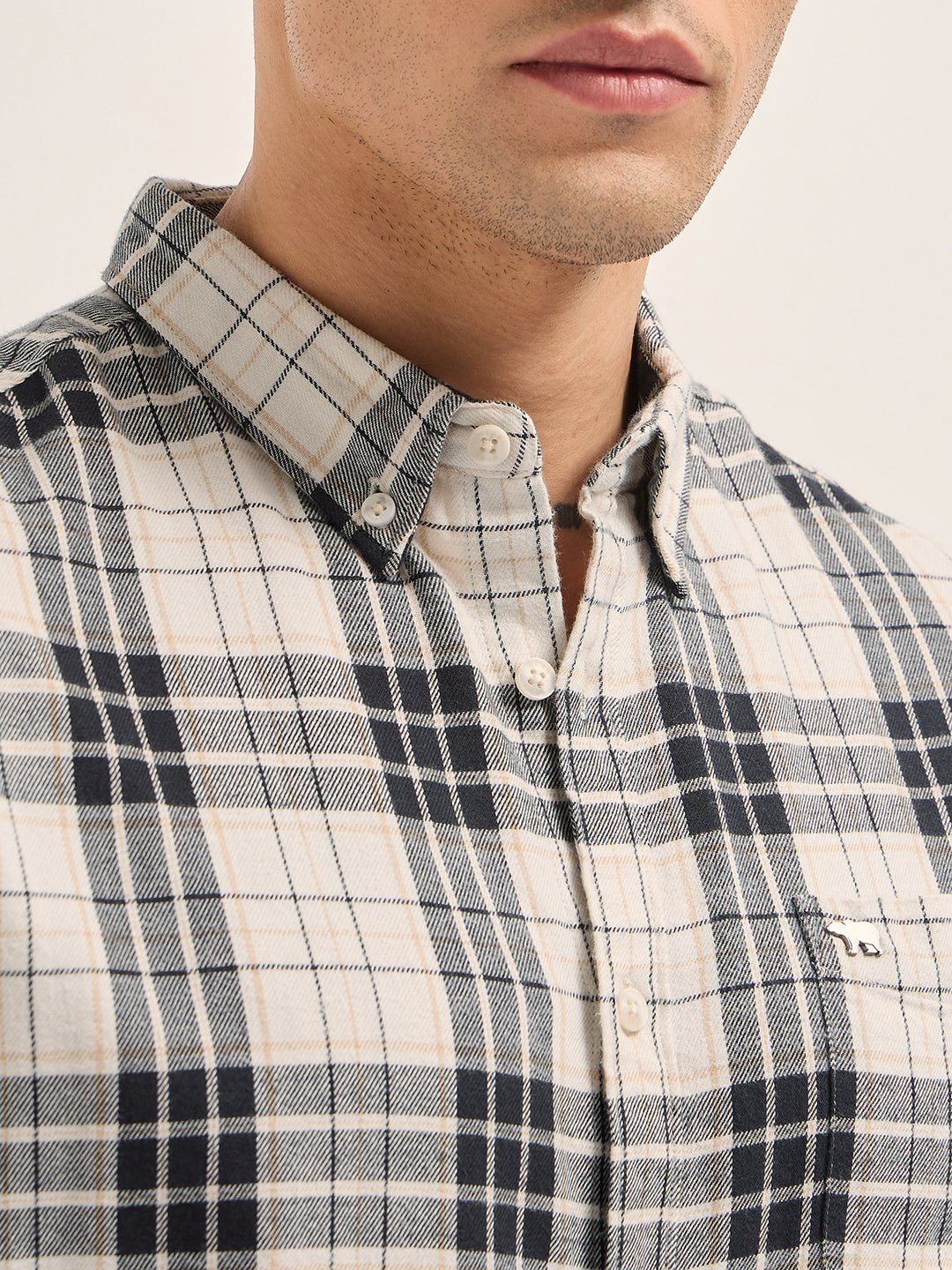 Men Green Cotton Checked Shirt