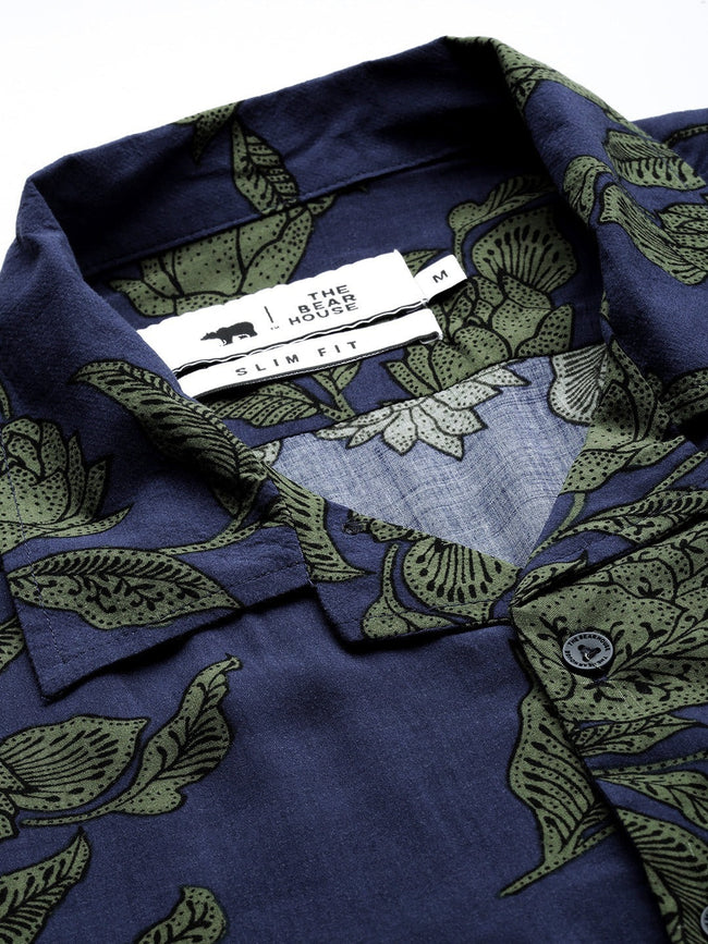 Men Blue Printed Hawaii Shirt