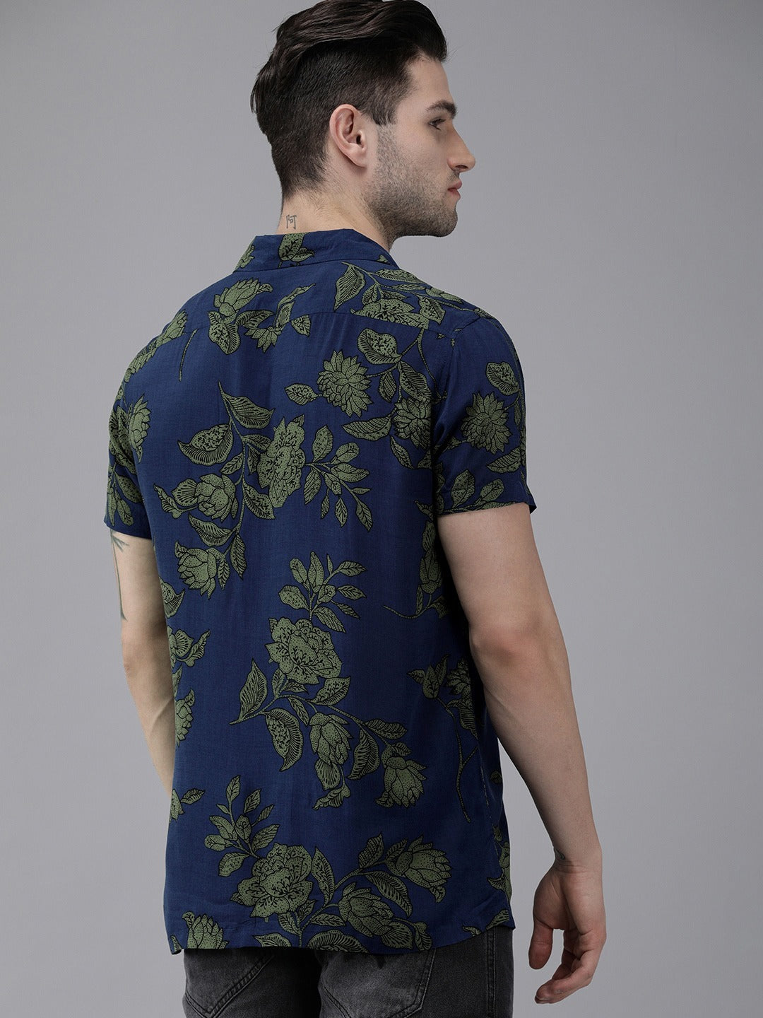 Men Blue Printed Hawaii Shirt