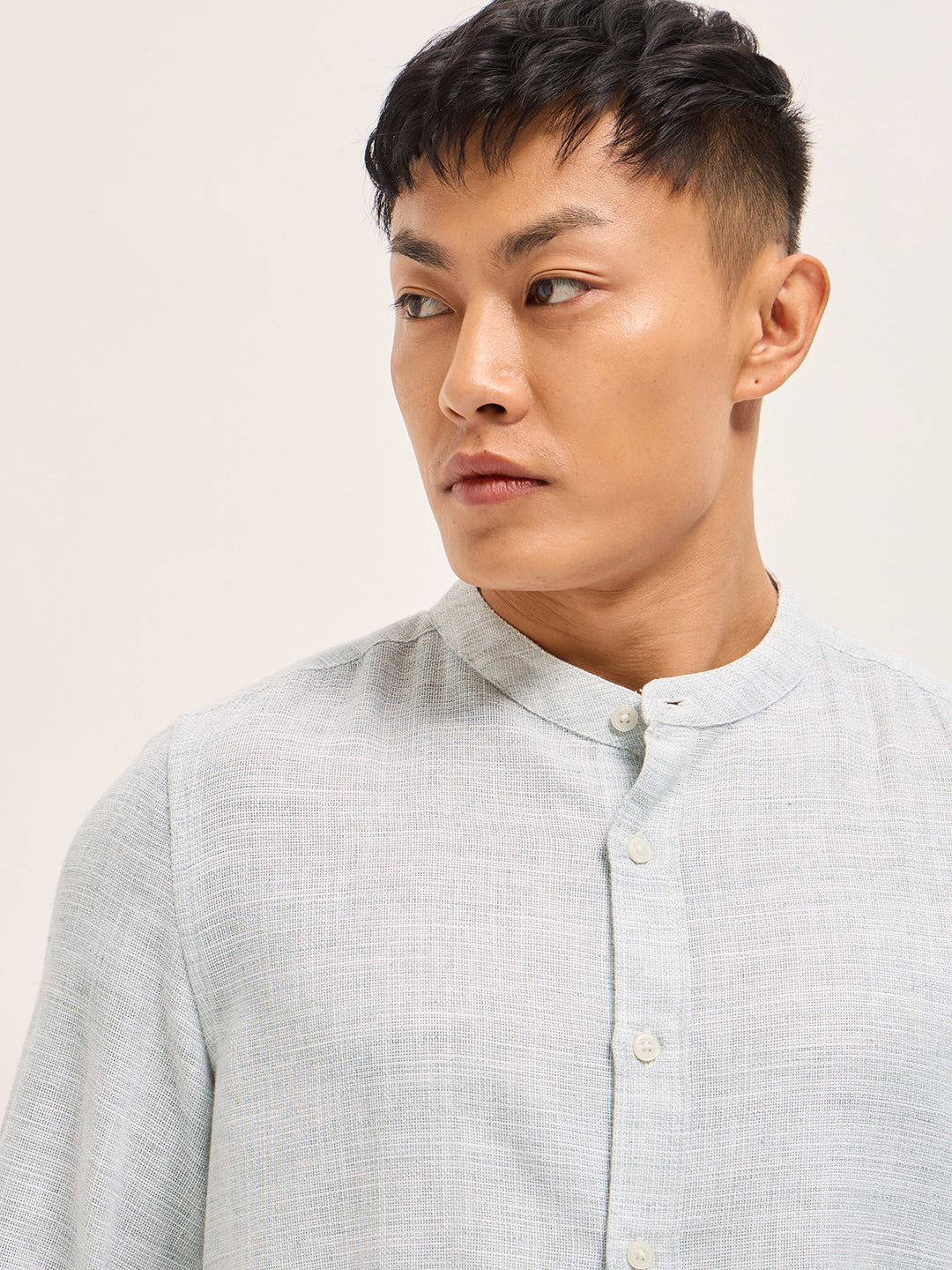 Men Light Green Solid Slim Fit Casual Shirt