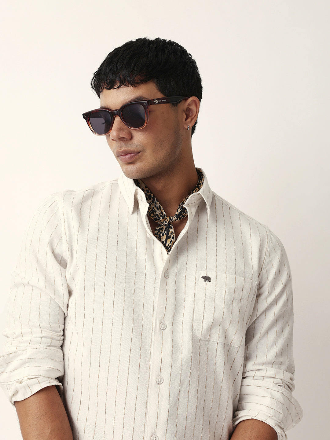 Men Cream Casual Shirt