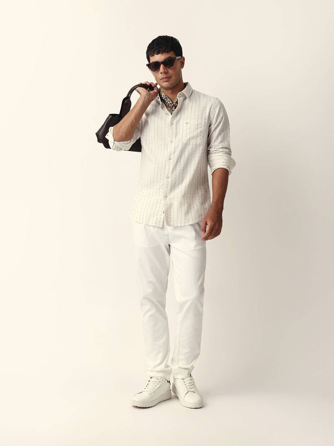 Men Cream Casual Shirt