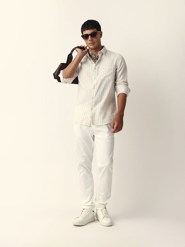 Men Cream Casual Shirt
