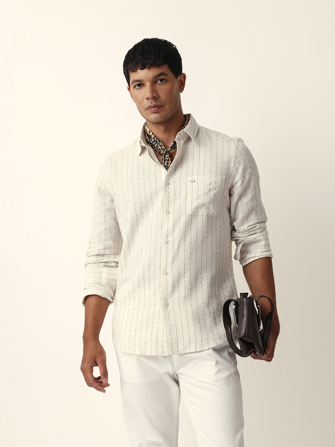 Men Cream Casual Shirt