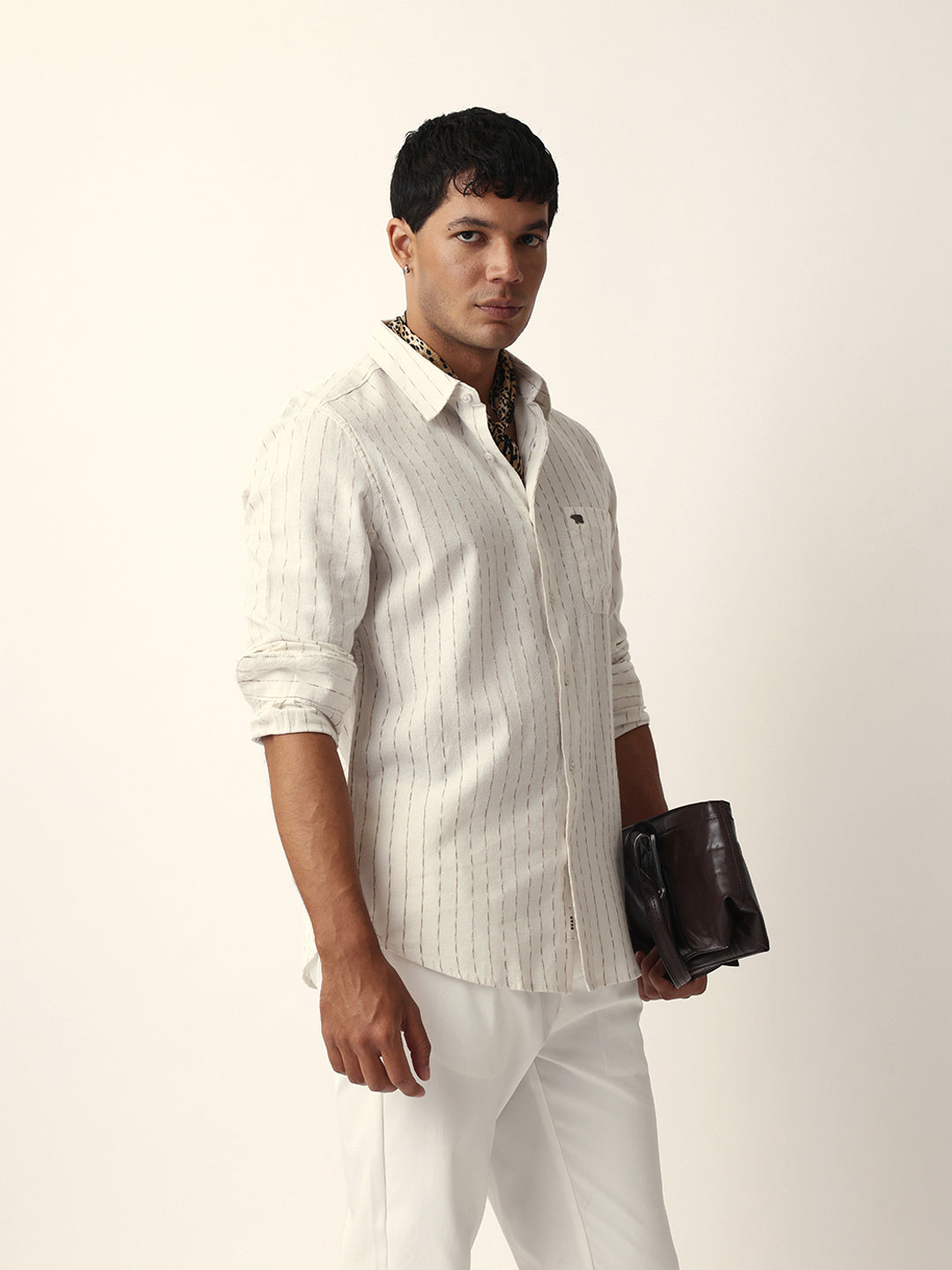 Men Cream Casual Shirt