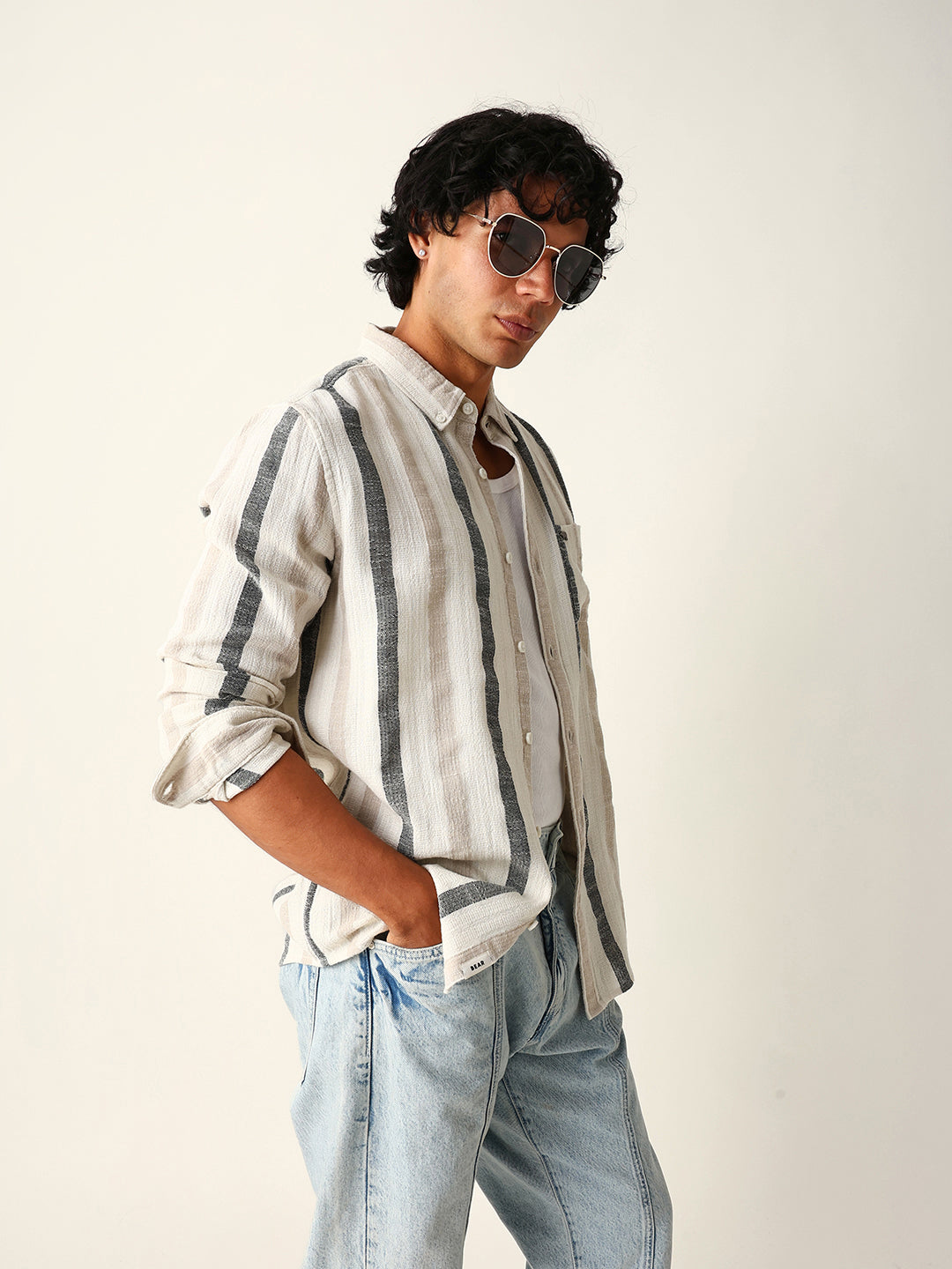 Men Cream Casual Shirt