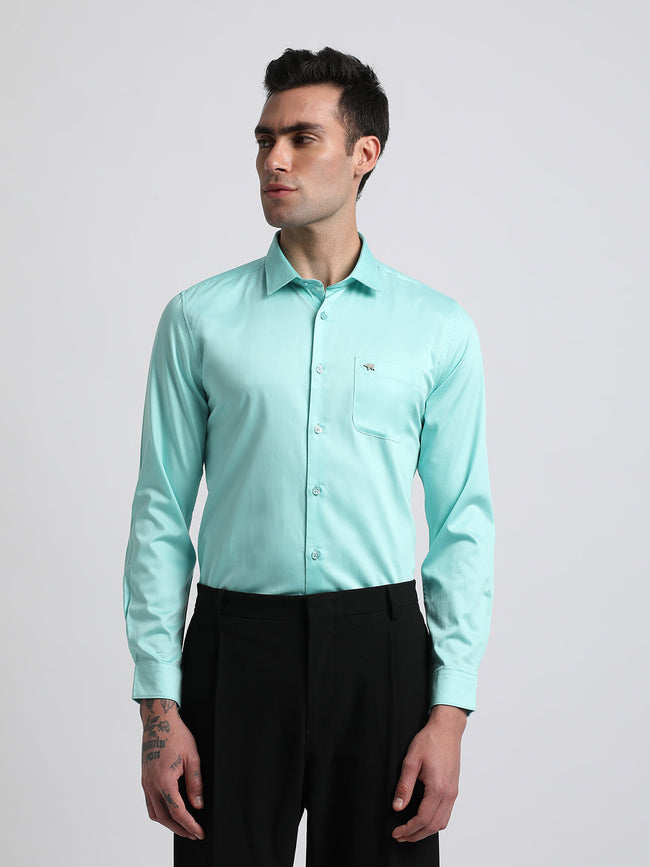 Men Ardor Edition Blue Solid Tailored Fit Egyptian Giza Cotton Formal Shirt