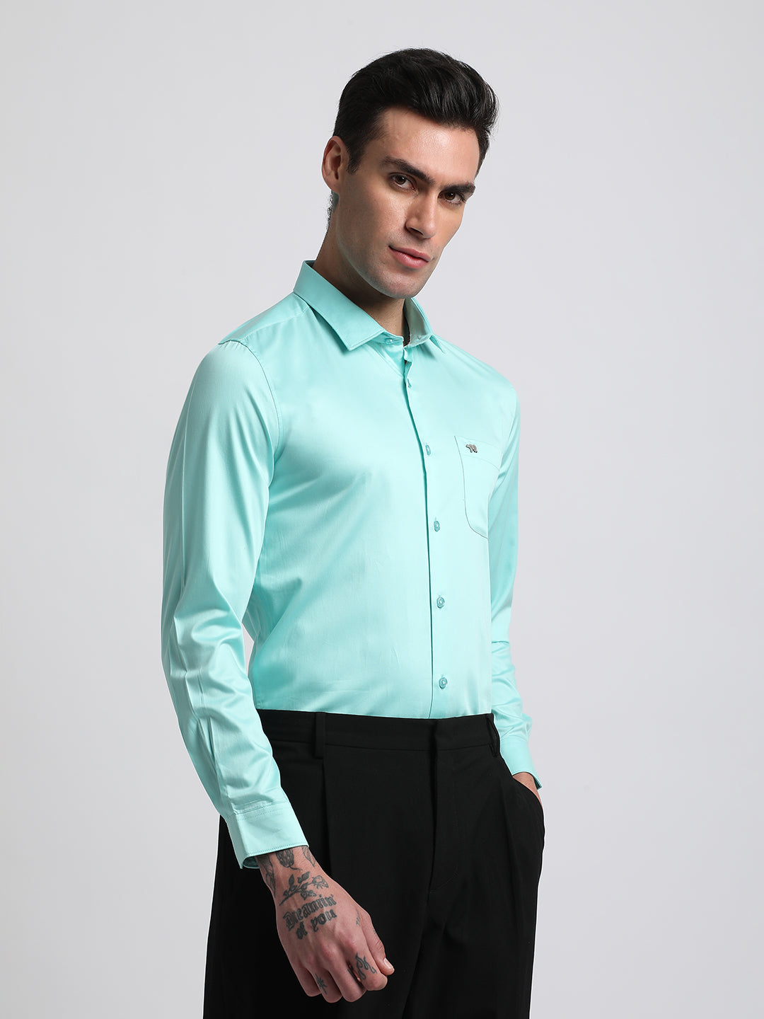 Men Ardor Edition Blue Solid Tailored Fit Egyptian Giza Cotton Formal Shirt