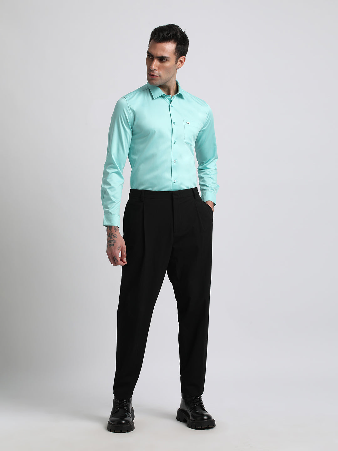 Men Ardor Edition Blue Solid Tailored Fit Egyptian Giza Cotton Formal Shirt