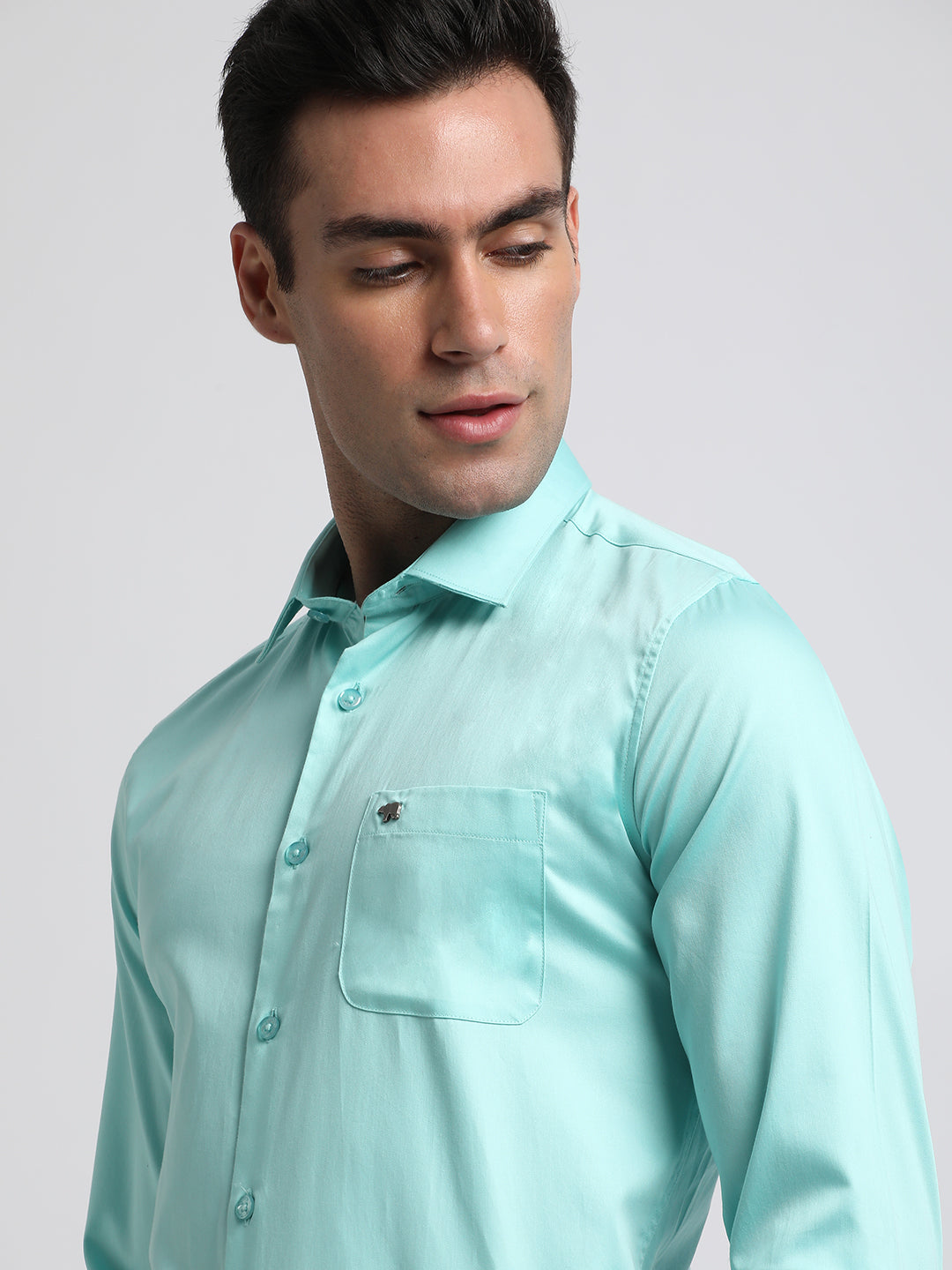 Men Ardor Edition Blue Solid Tailored Fit Egyptian Giza Cotton Formal Shirt