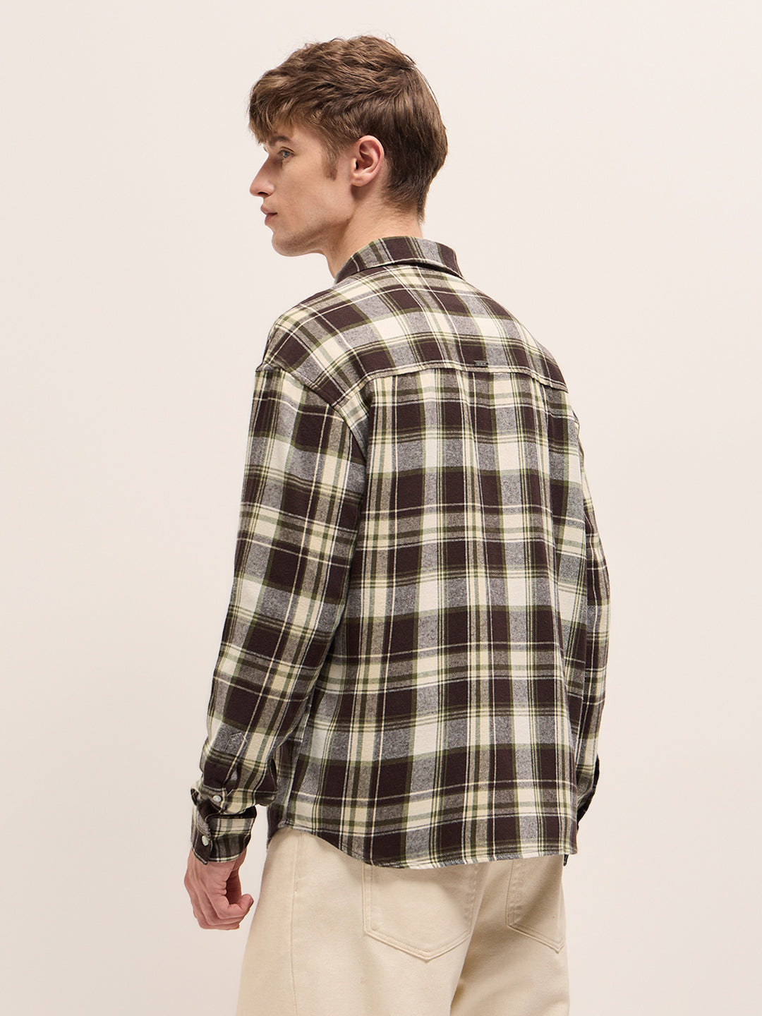Men Multi-Color Checkered Relax Fit Flannel Overshirt