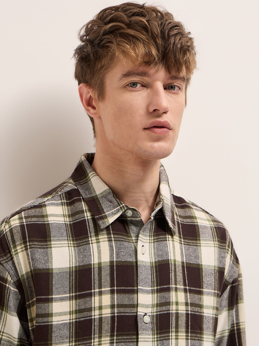 Men Multi-Color Checkered Relax Fit Flannel Overshirt