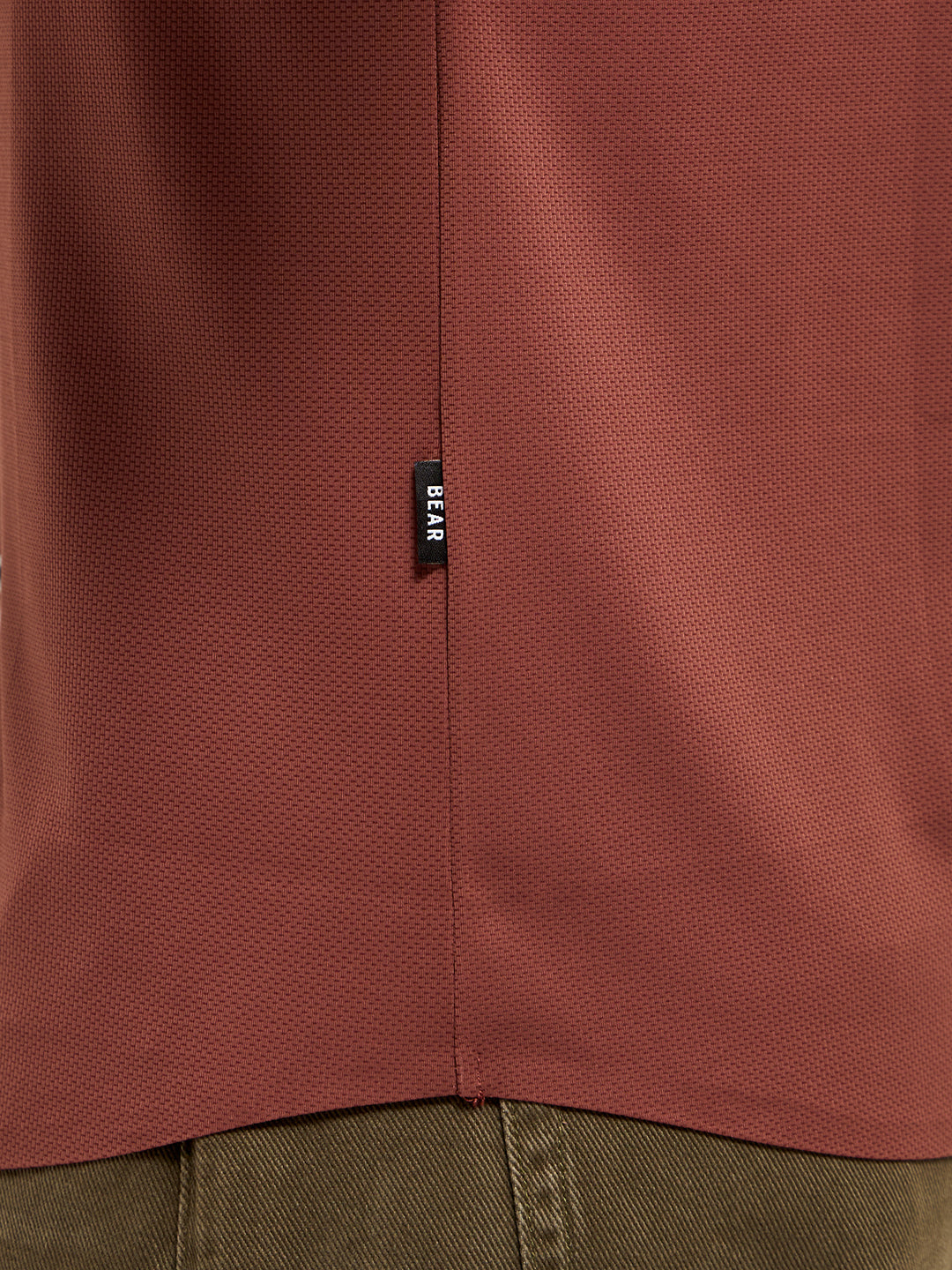 Men Brick Red Solid Nylon Blend Classic Spread Collar Shirt