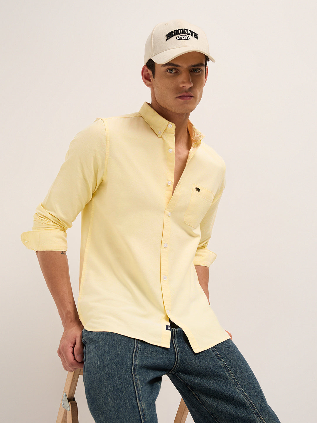 Men Cotton Solid Casual Shirt
