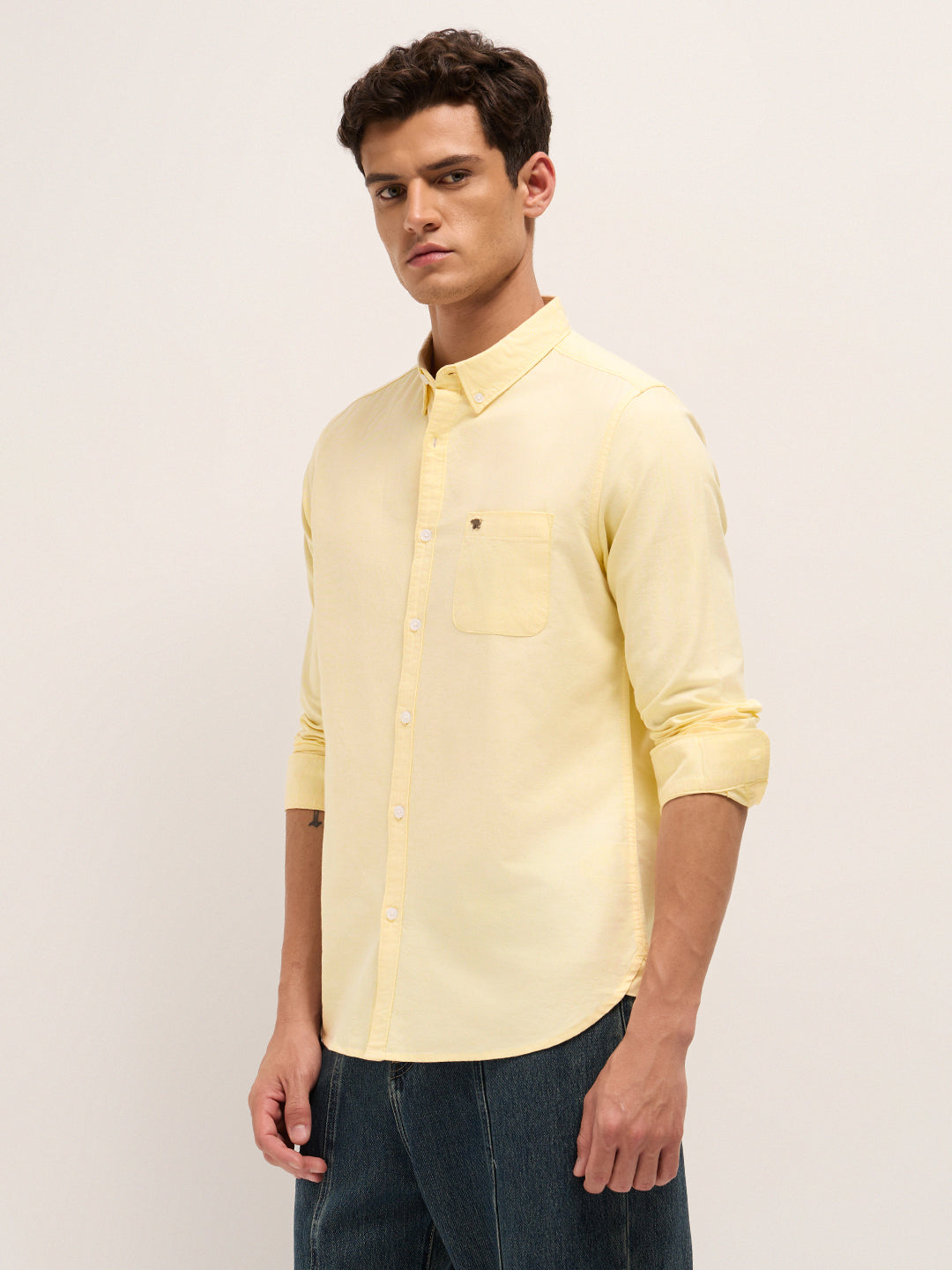 Men Cotton Solid Casual Shirt